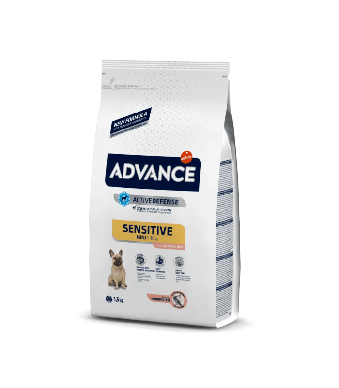 Crocchette Cani Adulti Advance Sensitive Mini Salmone e Riso di Taglia Piccola – 1,5 kg-0