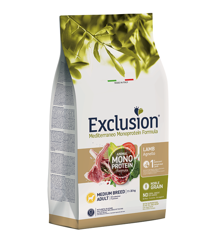 Crocchette Exclusion Mediterraneo Monoprotein – Cane Adult Medium Agnello 12kg-0