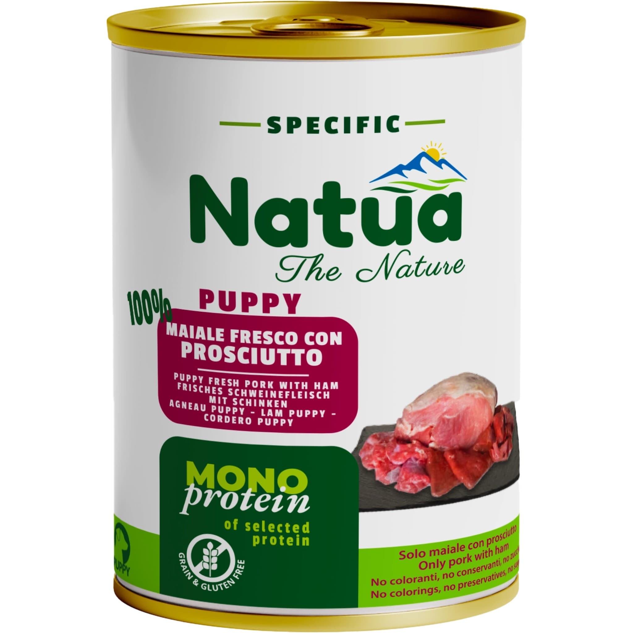 Natua Puppy Maiale e Prosciutto 400g – Umido Naturale Monoproteico-0