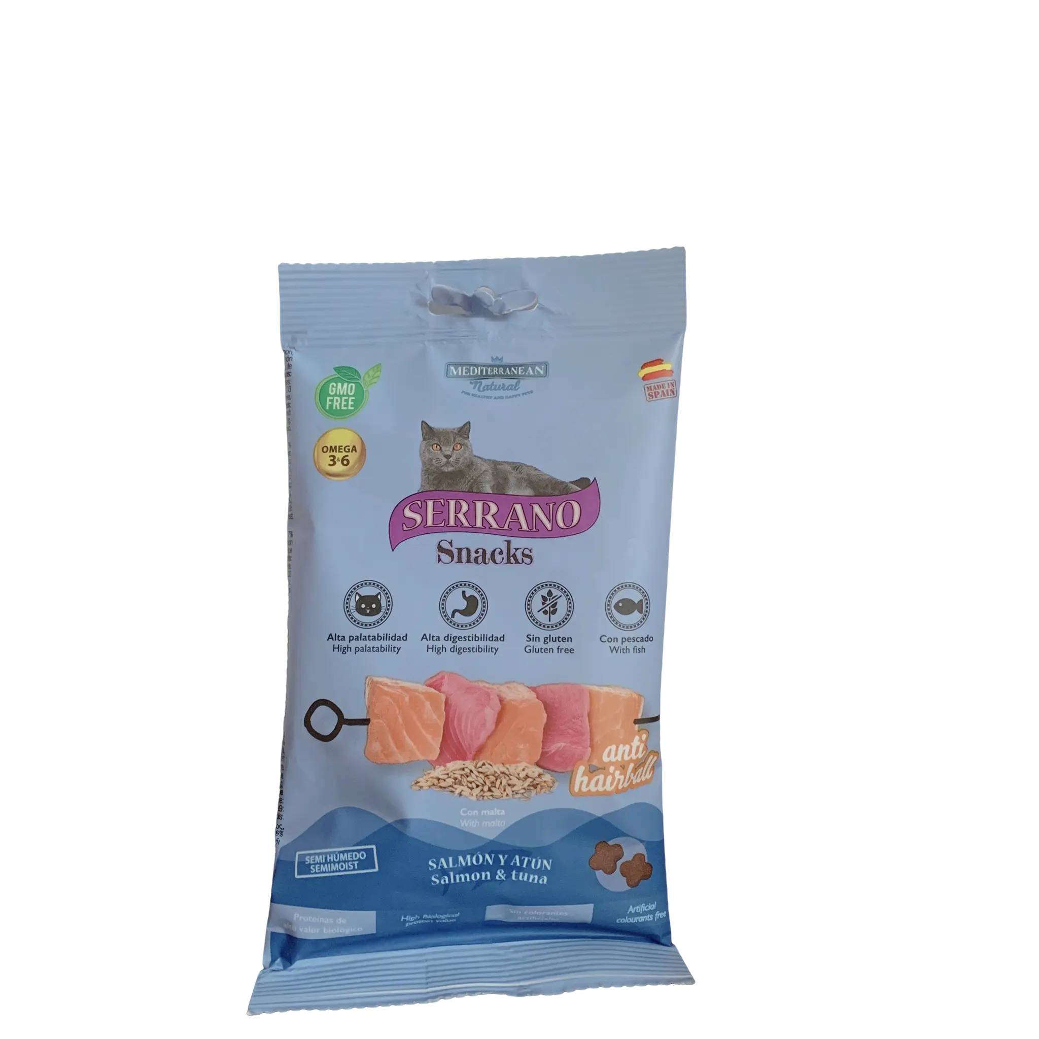 SERRANO Snack per Gatti 50g – Gusto Pollo o Salmone & Tonno-0